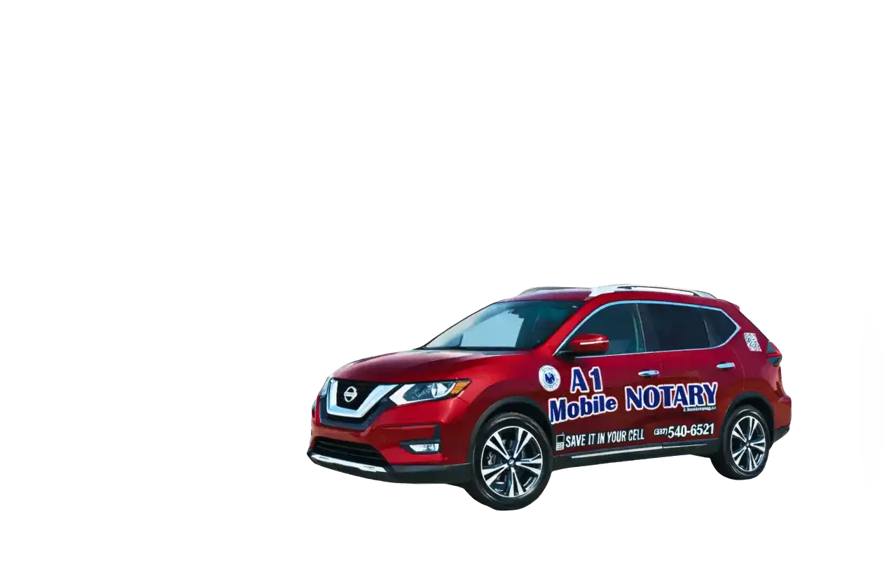A1 Mobile Notary vehicle for mobile notary service in Lake Charles, LA