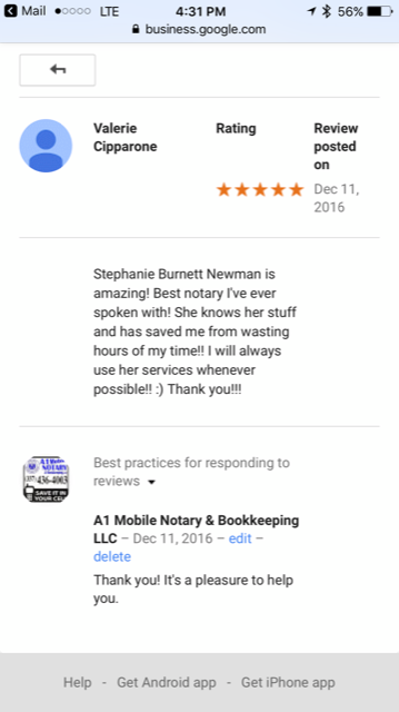 Lake Charles A1 Mobile Notary review
